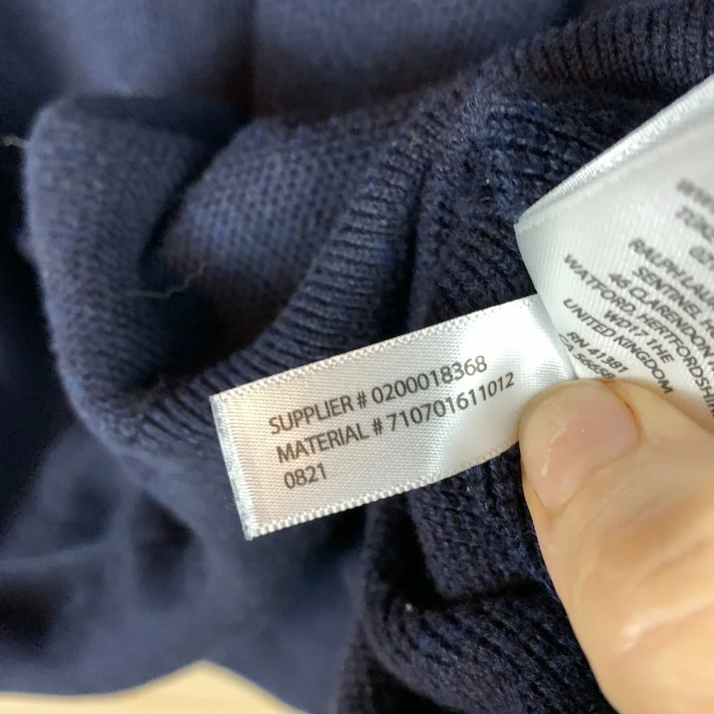 Polo Ralph Lauren Men XL 1/4 Zip Pullover Pima Cotton Waffle‎ Knit Pony Blue